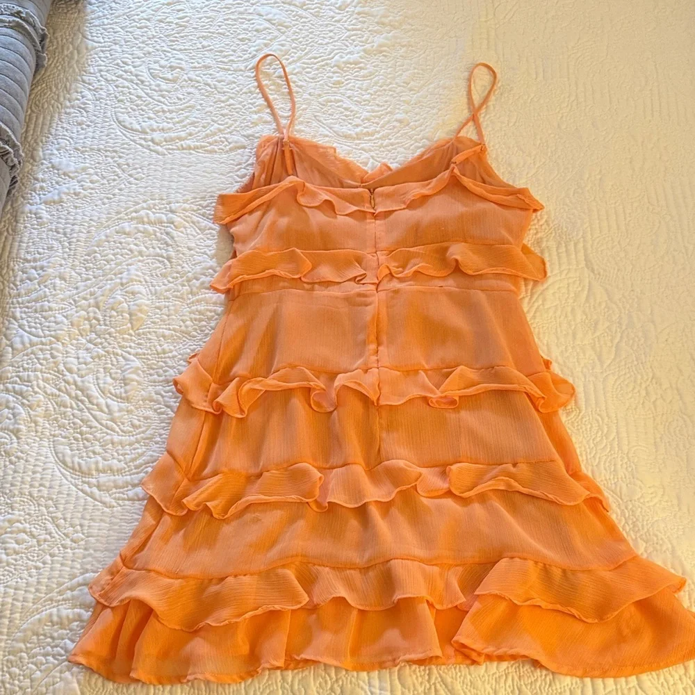 Orange Ruffle Mini Dress - Picture 3 of 4